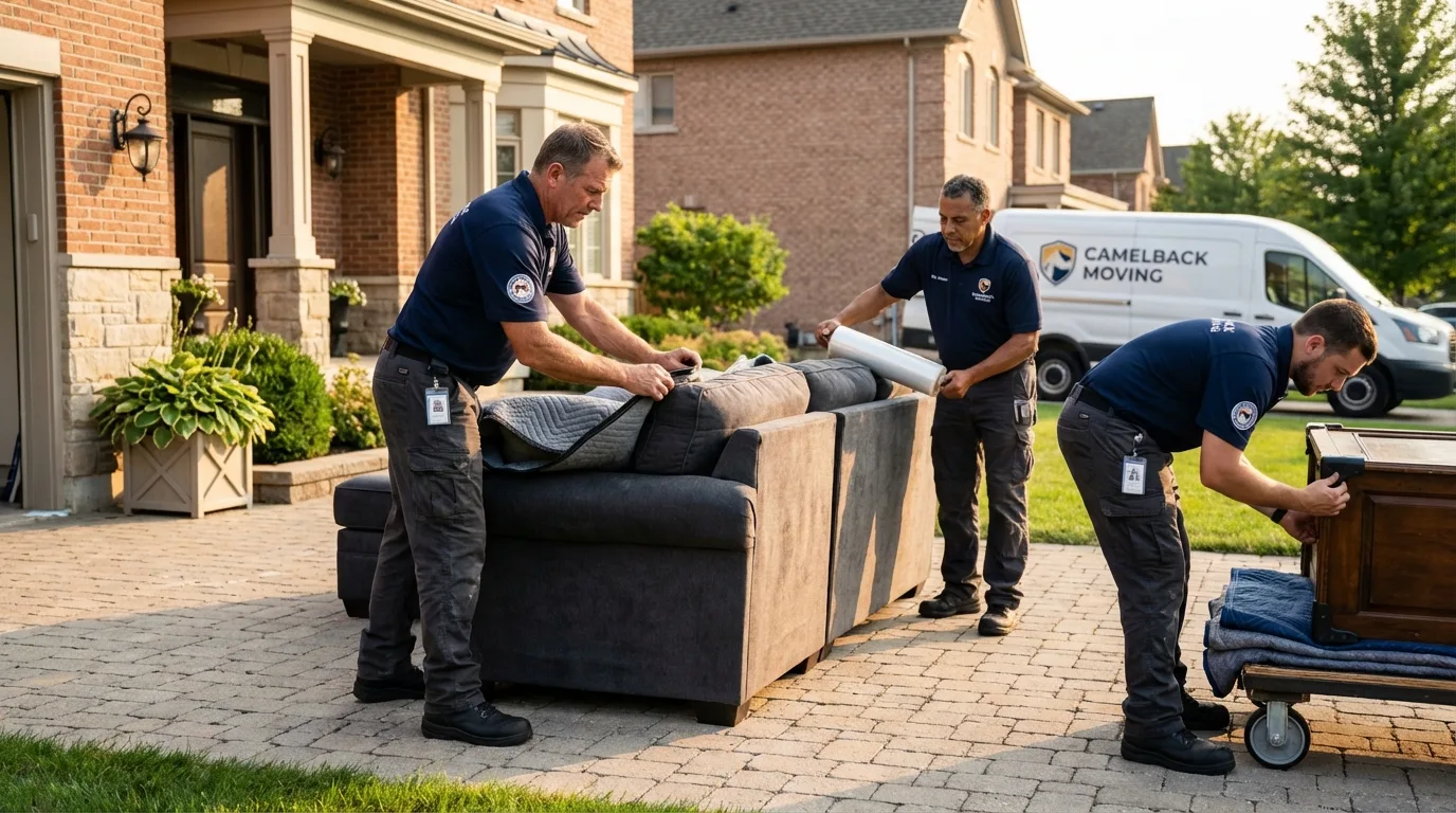 Large estate moving crew wrapping furniture in Chebanse, IL